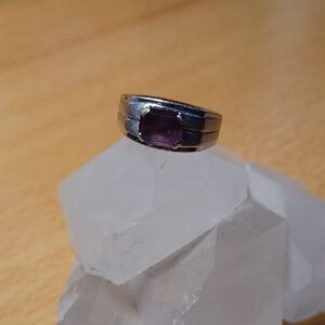 Silver and Purple Gemstone Ring